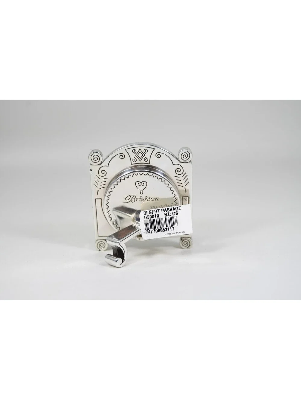 Brighton Desert Passage Tooled Silverplated Miniature Clock 2x2